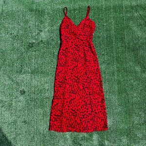 Leith - Red Leopard Print High Slit Dress Women’s Size XXS